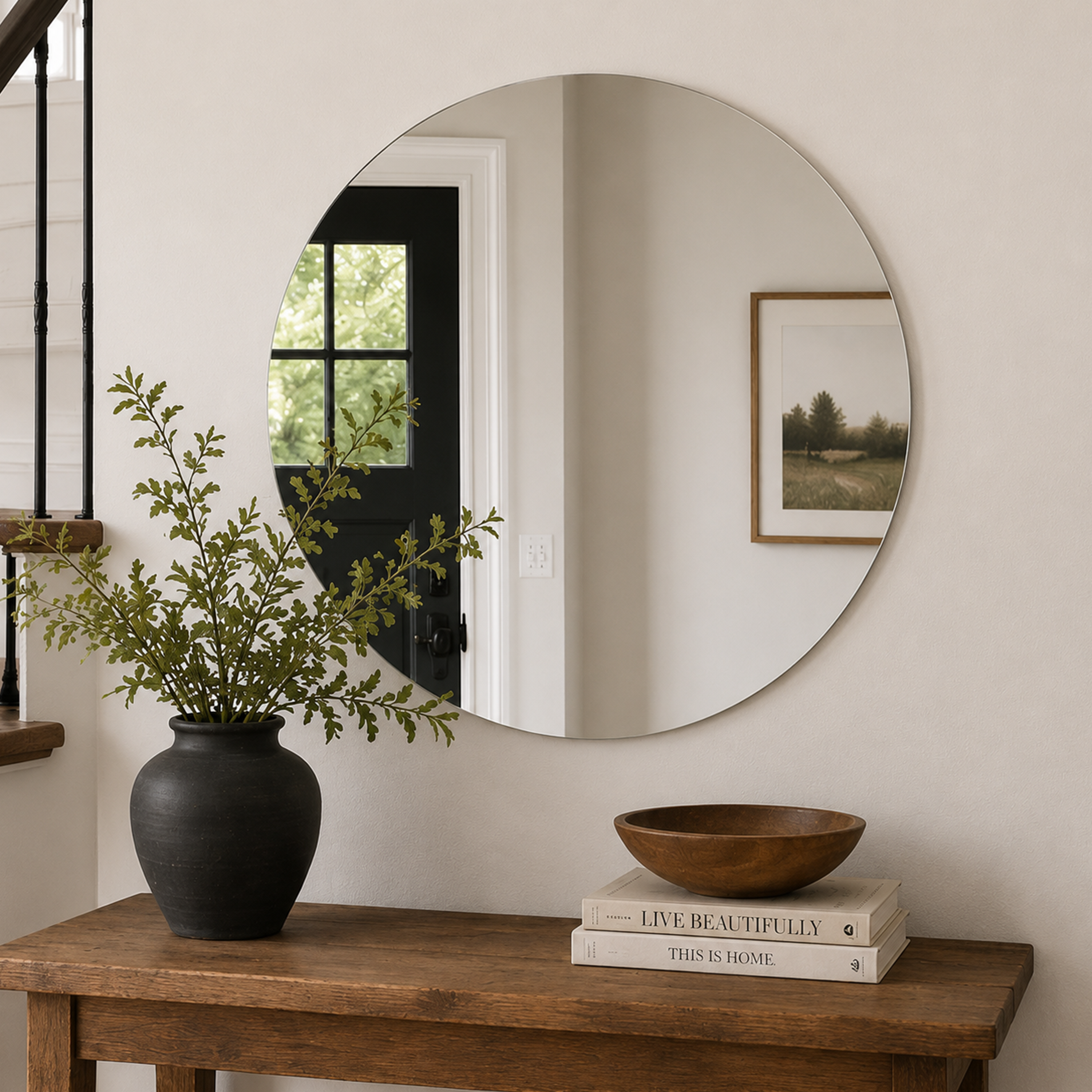 Modern Frameless Round Mirror