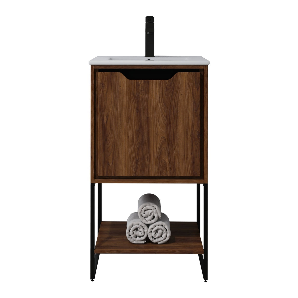 Skyline™ Bathroom Vanity 18" Brown Walnut – front