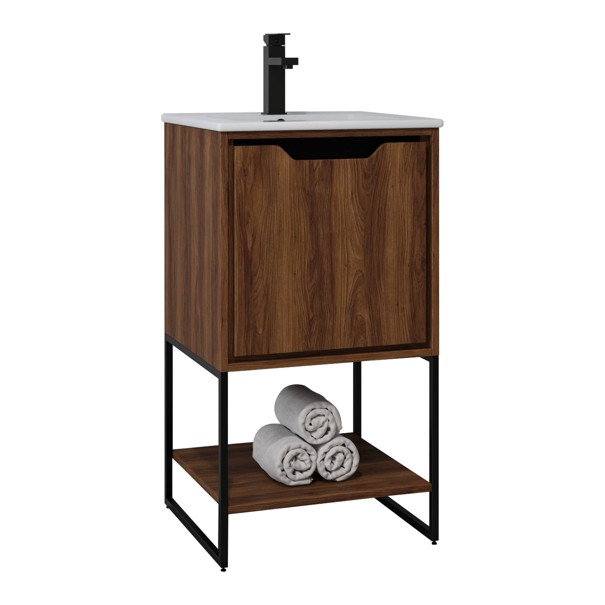 Skyline™ Bathroom Vanity 18" Brown Walnut – angled view