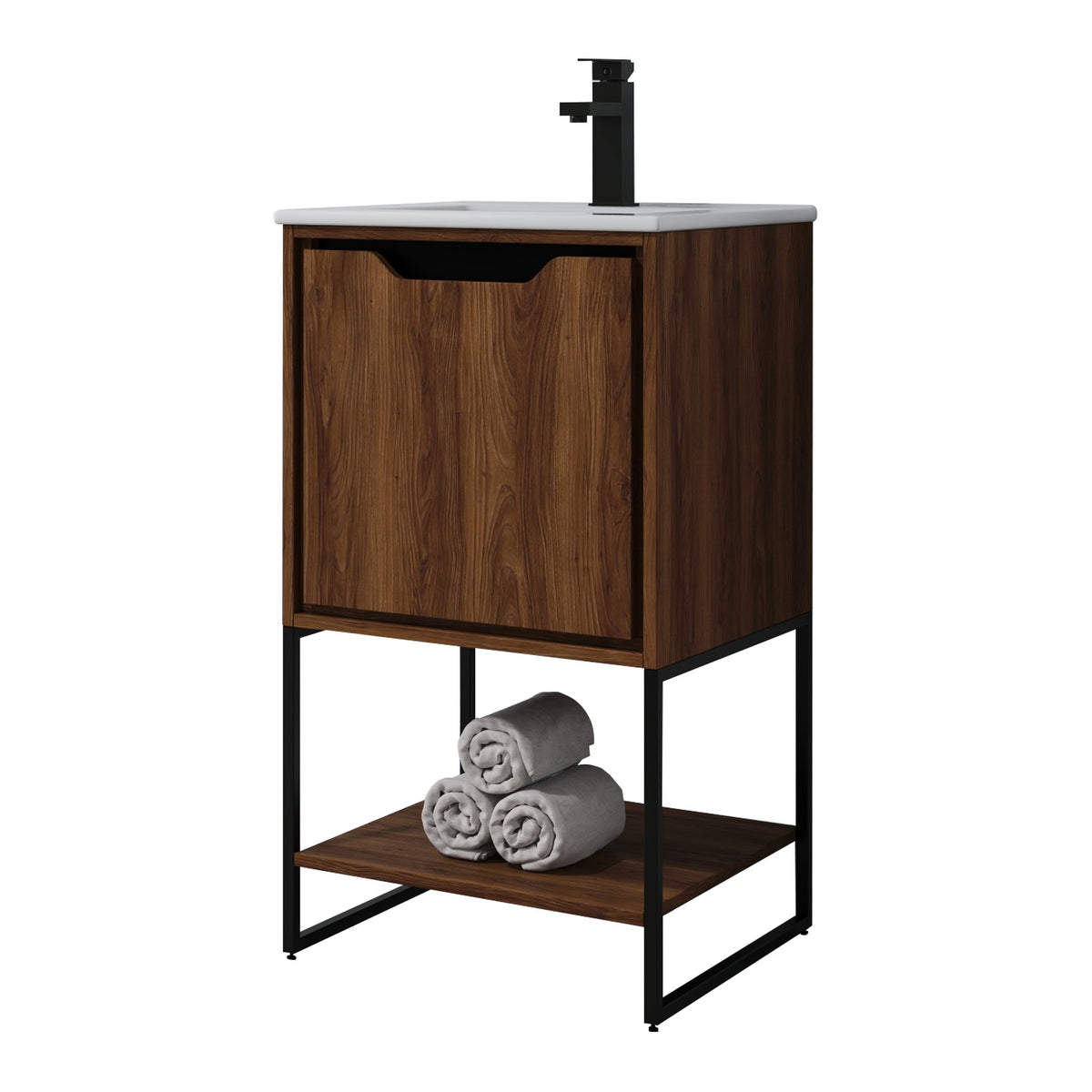 Skyline™ Bathroom Vanity 18" Brown Walnut – angled view, other side