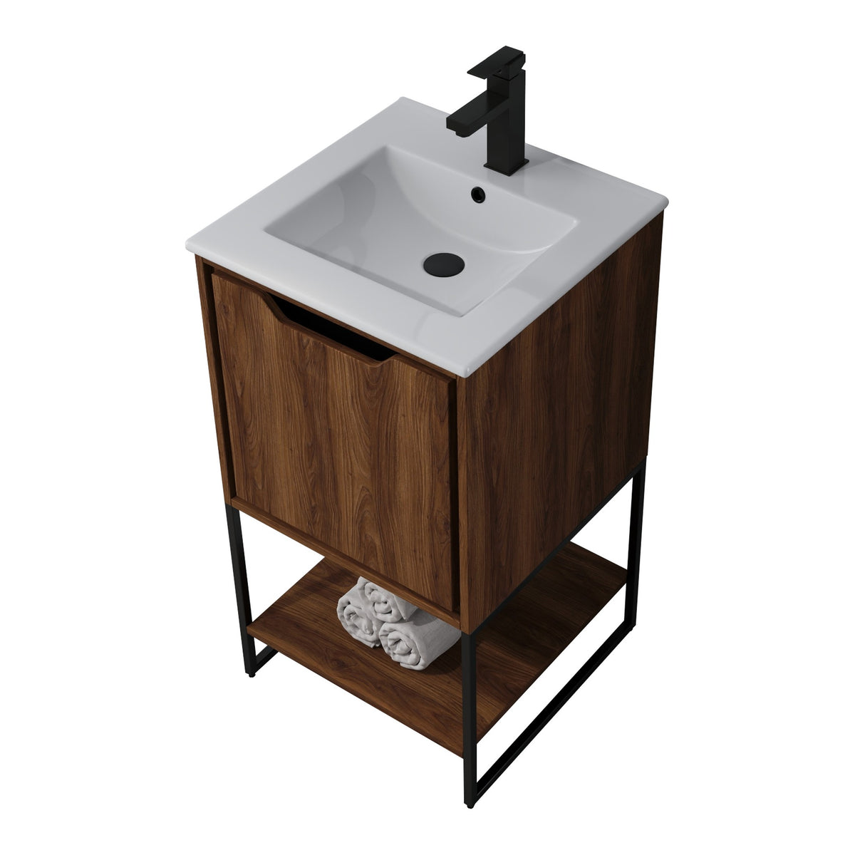 Skyline™ Bathroom Vanity 18" Brown Walnut – top angled view