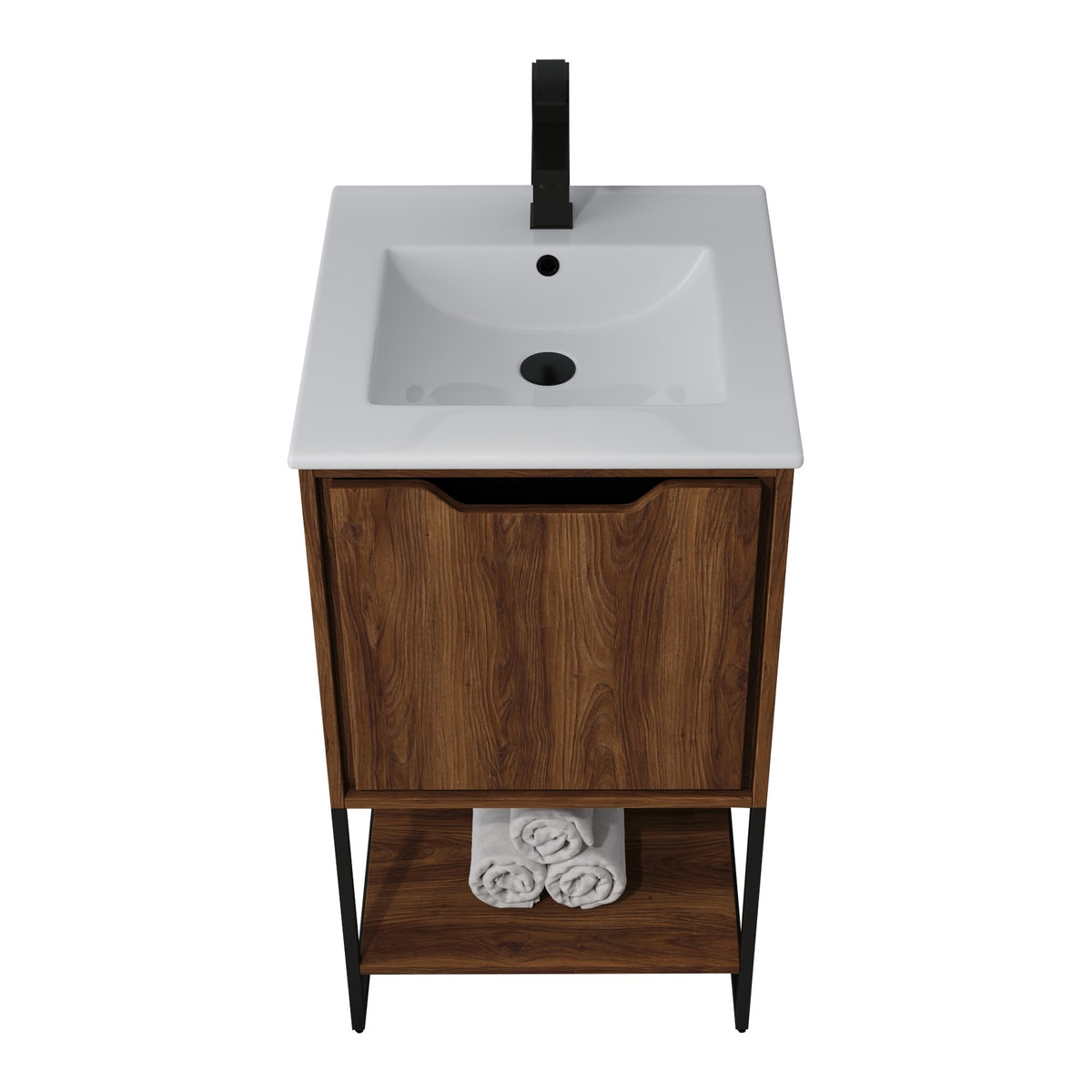 Skyline™ Bathroom Vanity 18" Brown Walnut – top front view