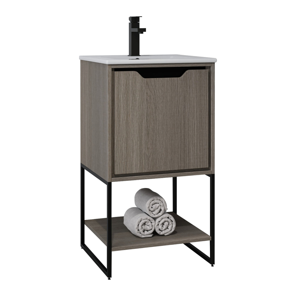 Skyline™ Bathroom Vanity 18" Grey Ashtree – angled view