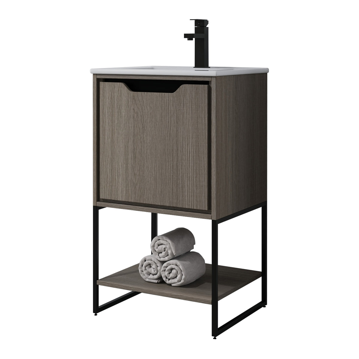 Skyline™ Bathroom Vanity 18" Grey Ashtree – angled view, other side