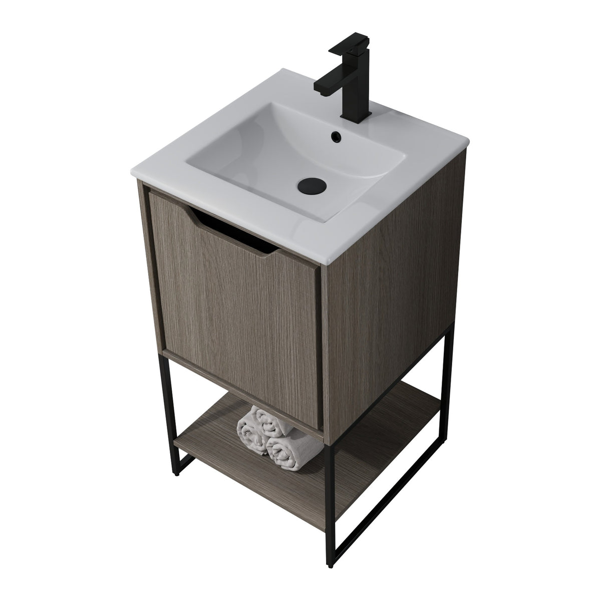 Skyline™ Bathroom Vanity 18" Grey Ashtree – top angled view