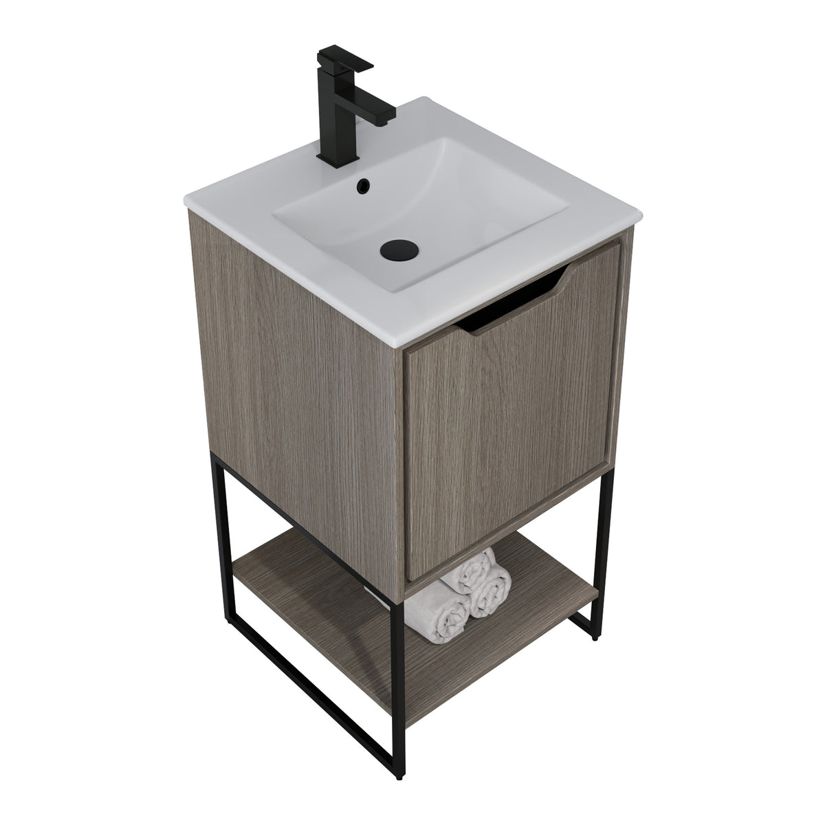 Skyline™ Bathroom Vanity 18" Grey Ashtree – top angled view, other side