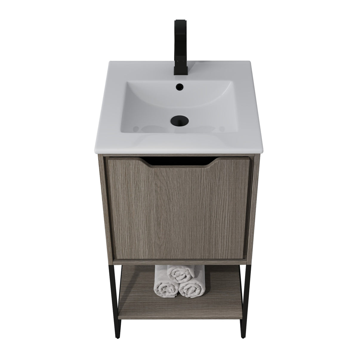 Skyline™ Bathroom Vanity 18" Grey Ashtree – top front view