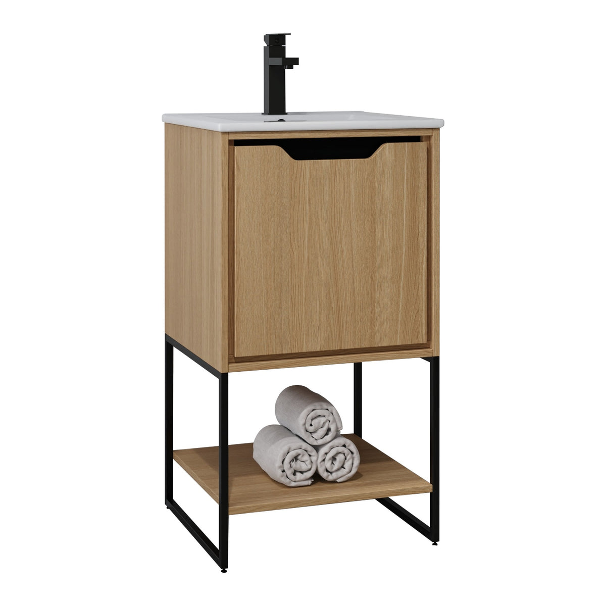 Skyline™ Bathroom Vanity 18" Natural Oak – angled view