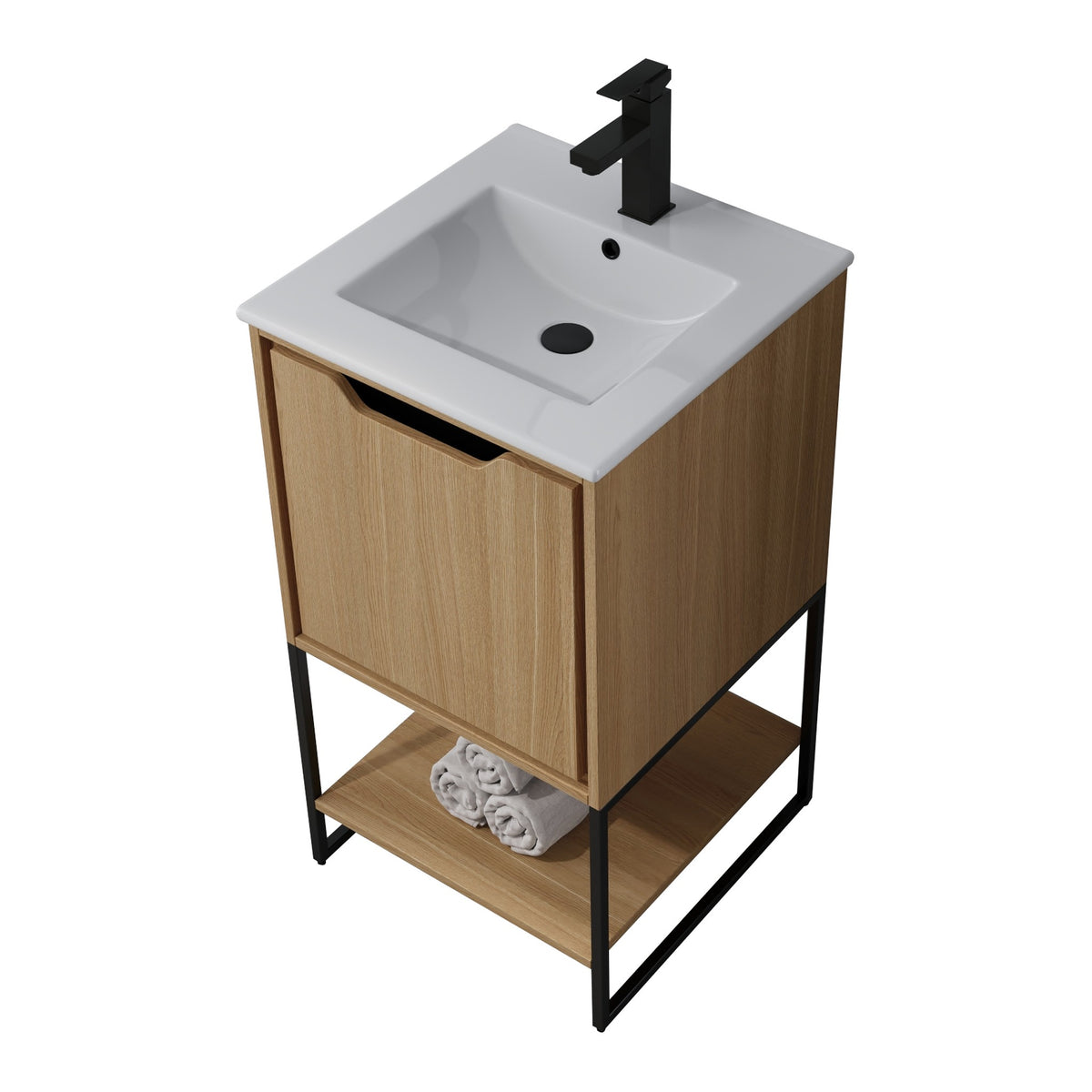 Skyline™ Bathroom Vanity 18" Natural Oak – top angled view
