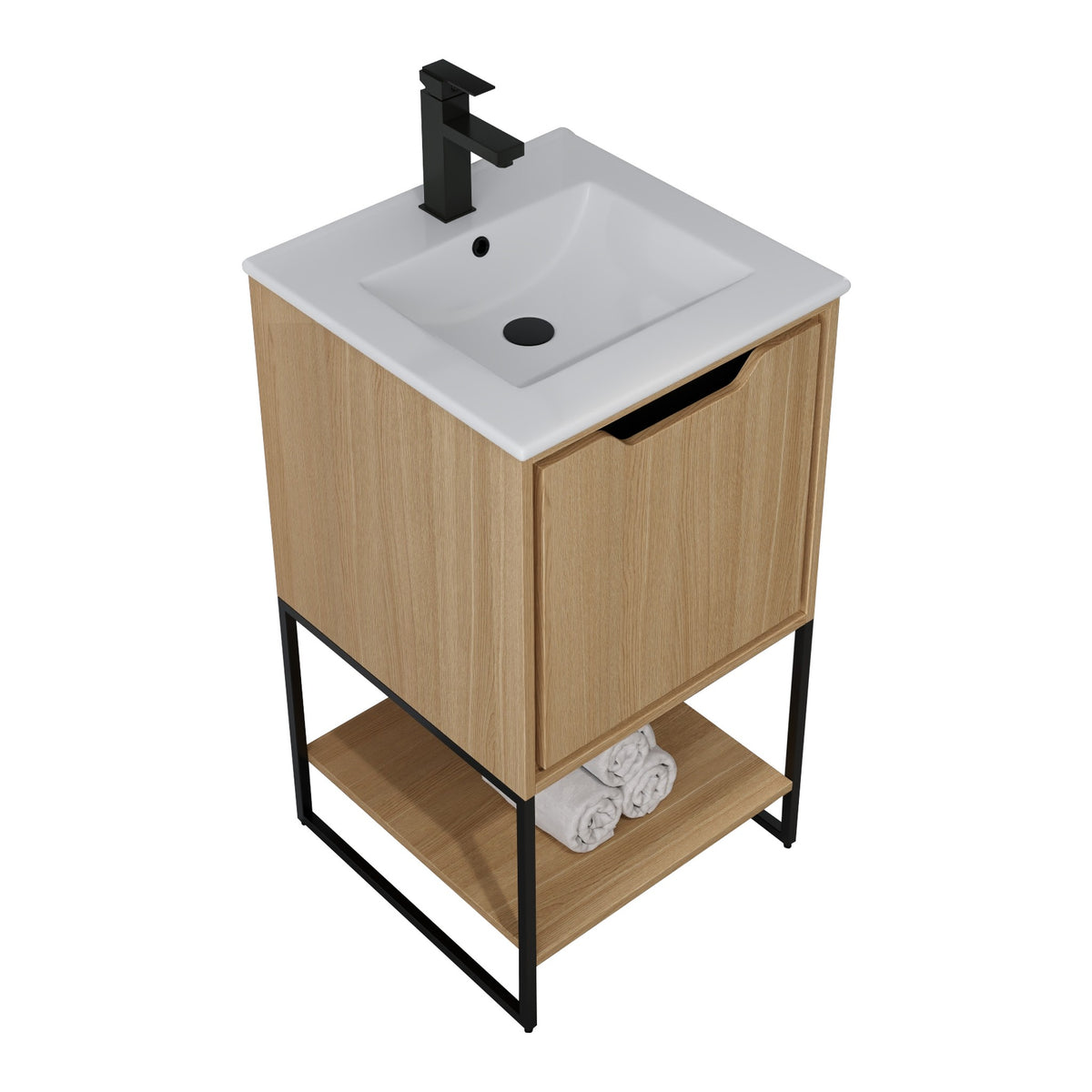 Skyline™ Bathroom Vanity 18" Natural Oak – top angled view, other side