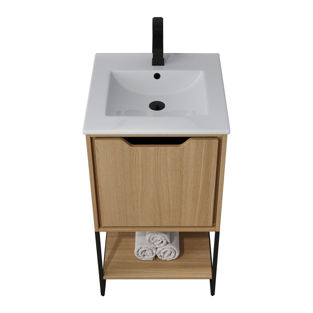 Skyline™ Bathroom Vanity 18" Natural Oak – top front view