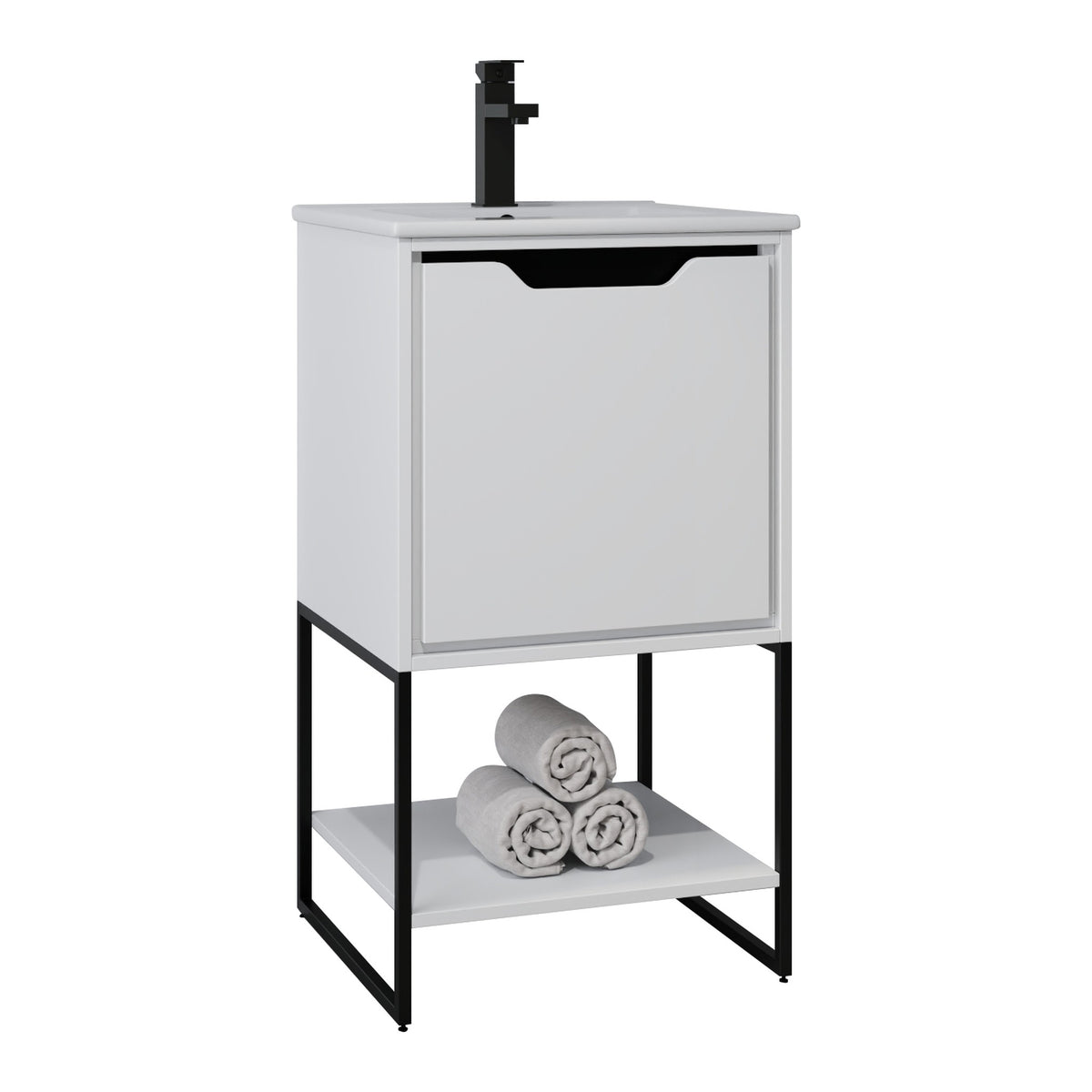 Skyline™ Bathroom Vanity 18" White – angled view
