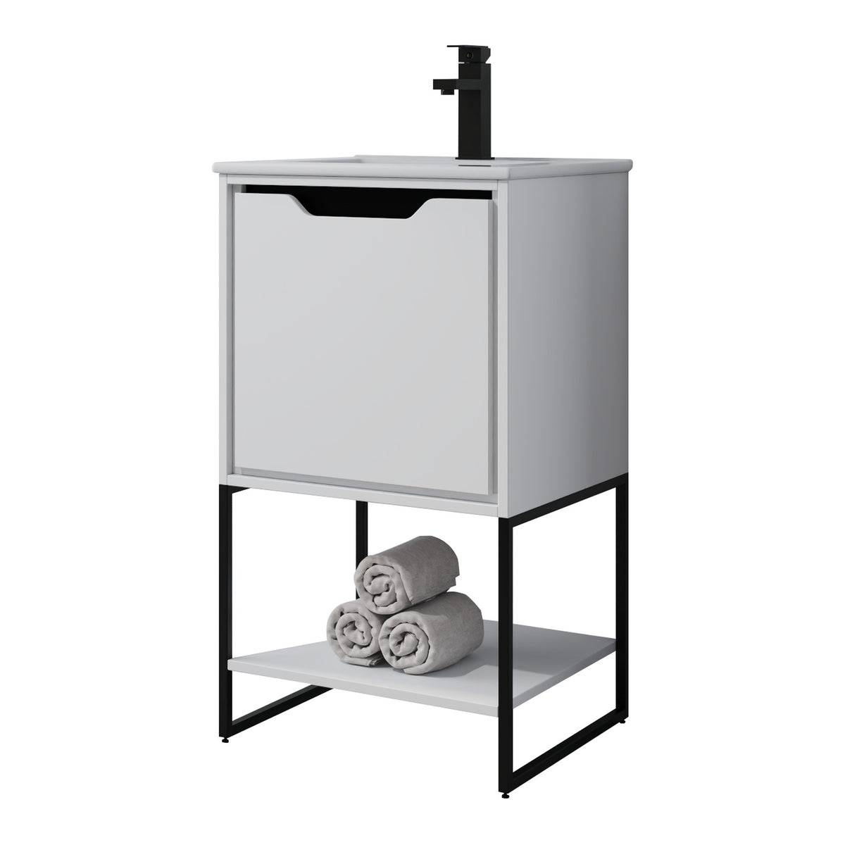 Skyline™ Bathroom Vanity 18" White – angled view, other side