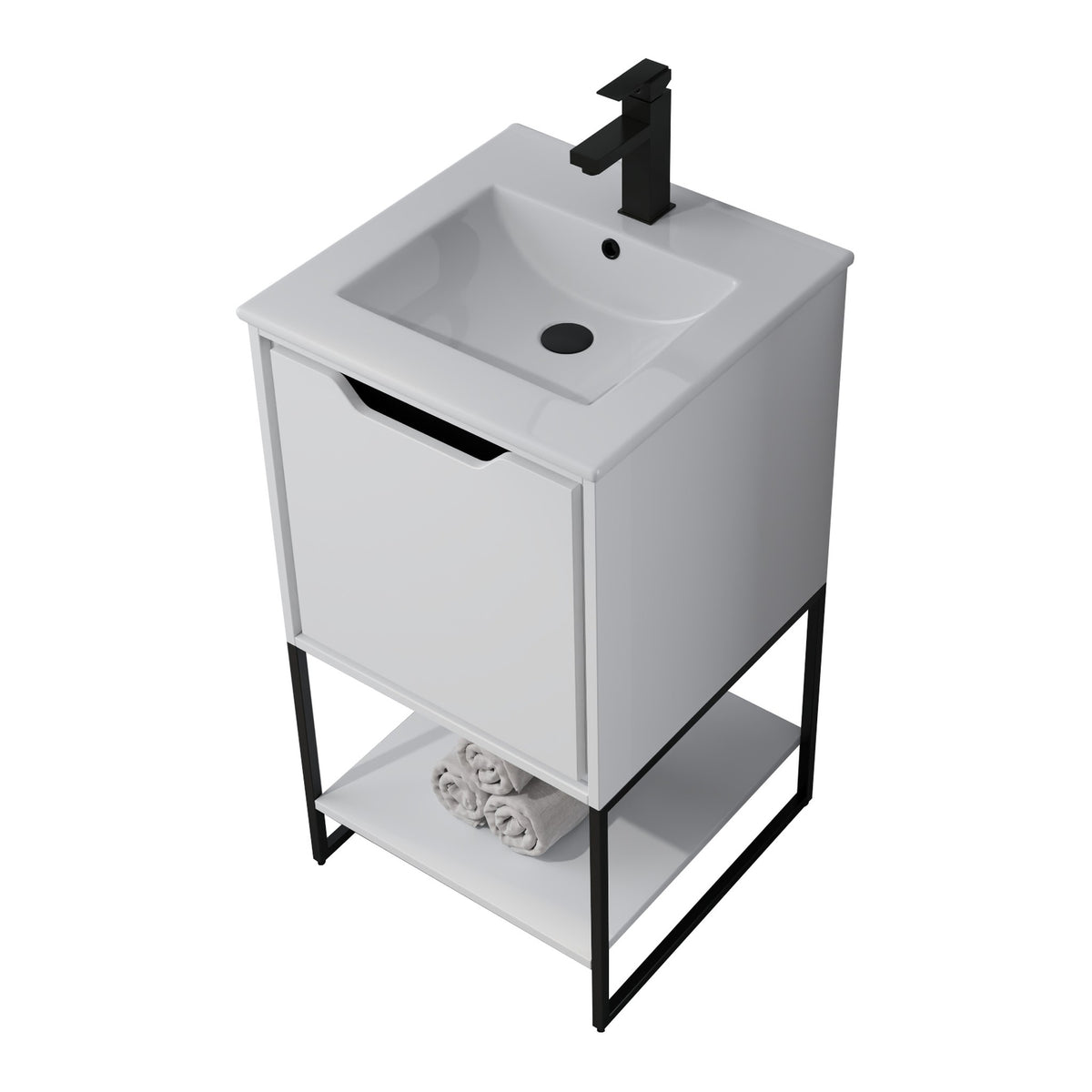 Skyline™ Bathroom Vanity 18" White – top angled view