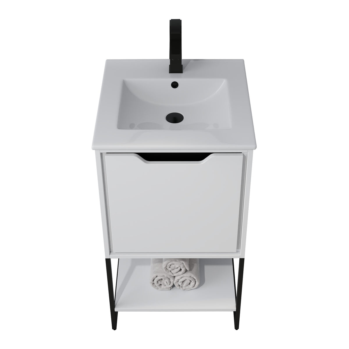 Skyline™ Bathroom Vanity 18" White – top front view