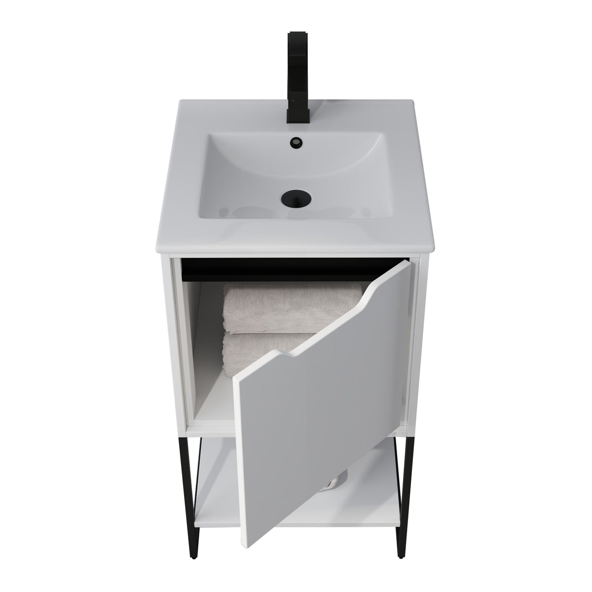 Skyline™ Bathroom Vanity 18" White – door open
