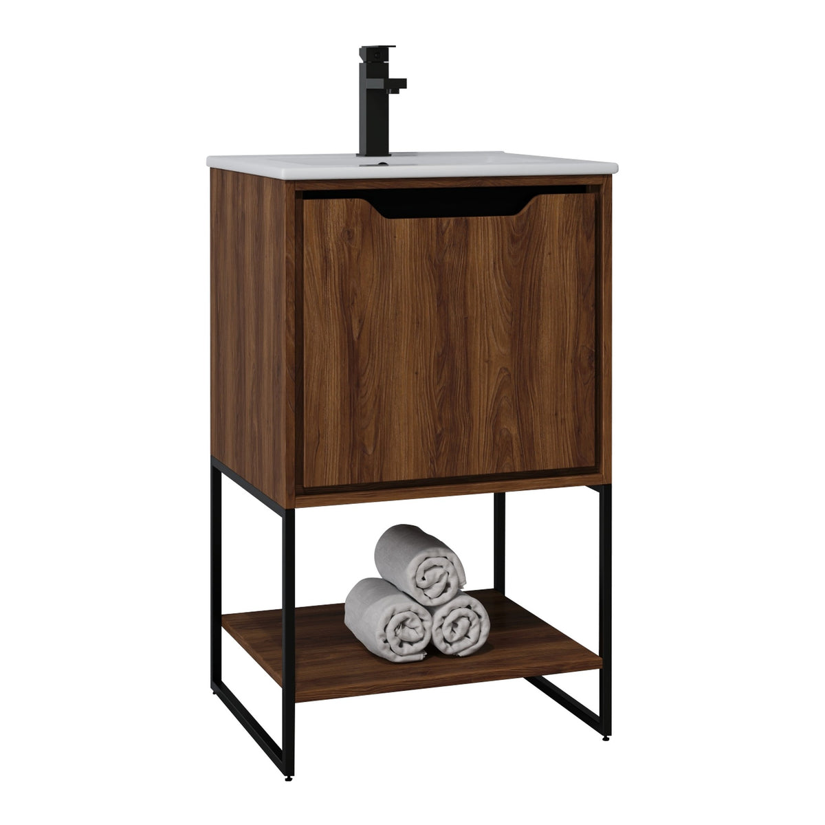 Skyline™ Bathroom Vanity 20" Brown Walnut – angled view
