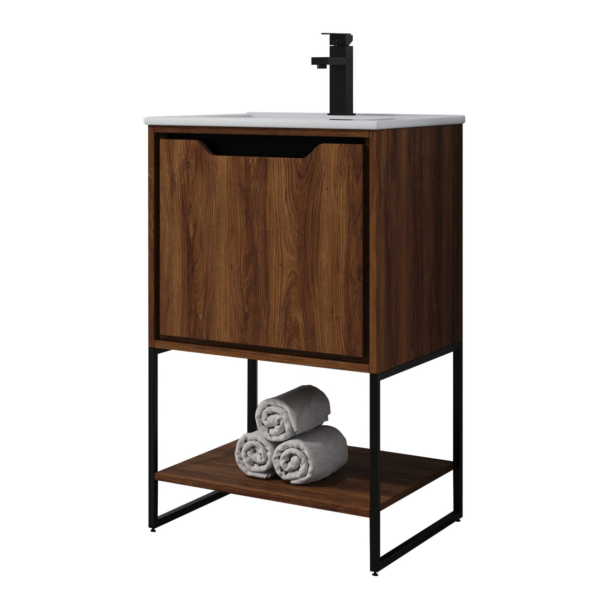 Skyline™ Bathroom Vanity 20" Brown Walnut – angled view, other side