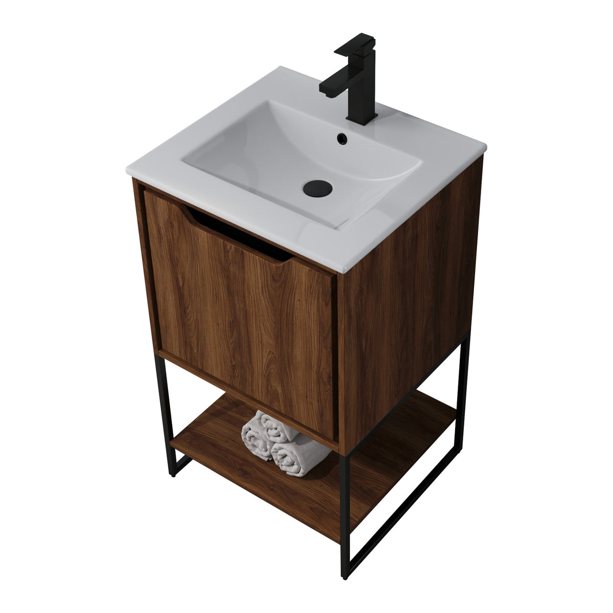 Skyline™ Bathroom Vanity 20" Brown Walnut – top angled view