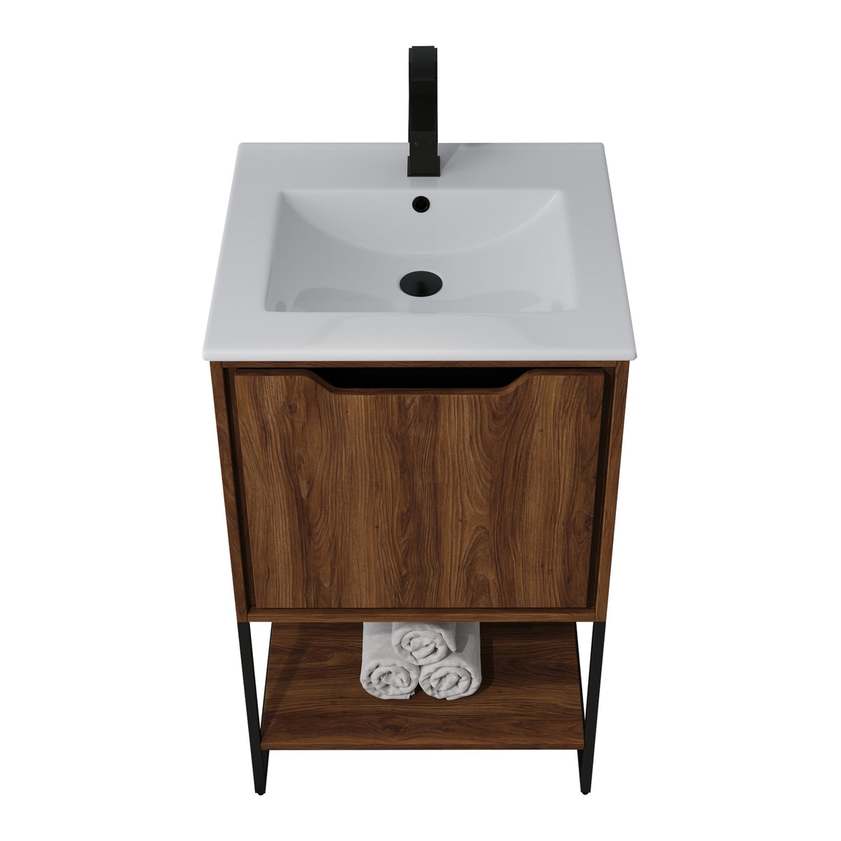 Skyline™ Bathroom Vanity 20" Brown Walnut – top front view