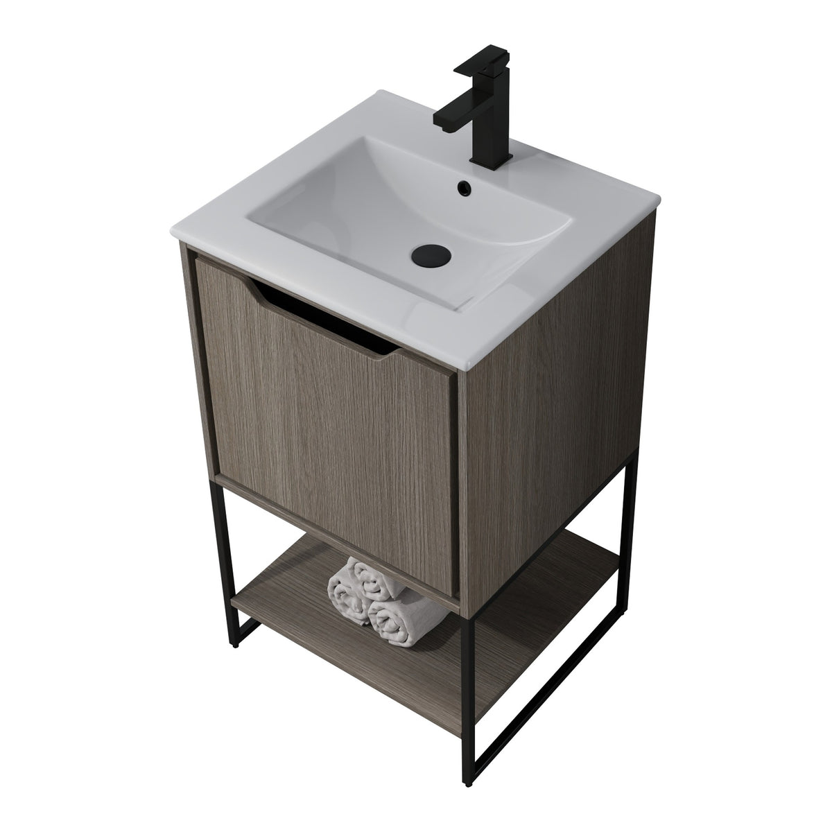 Skyline™ Bathroom Vanity 20" Grey Ashtree – top angled view