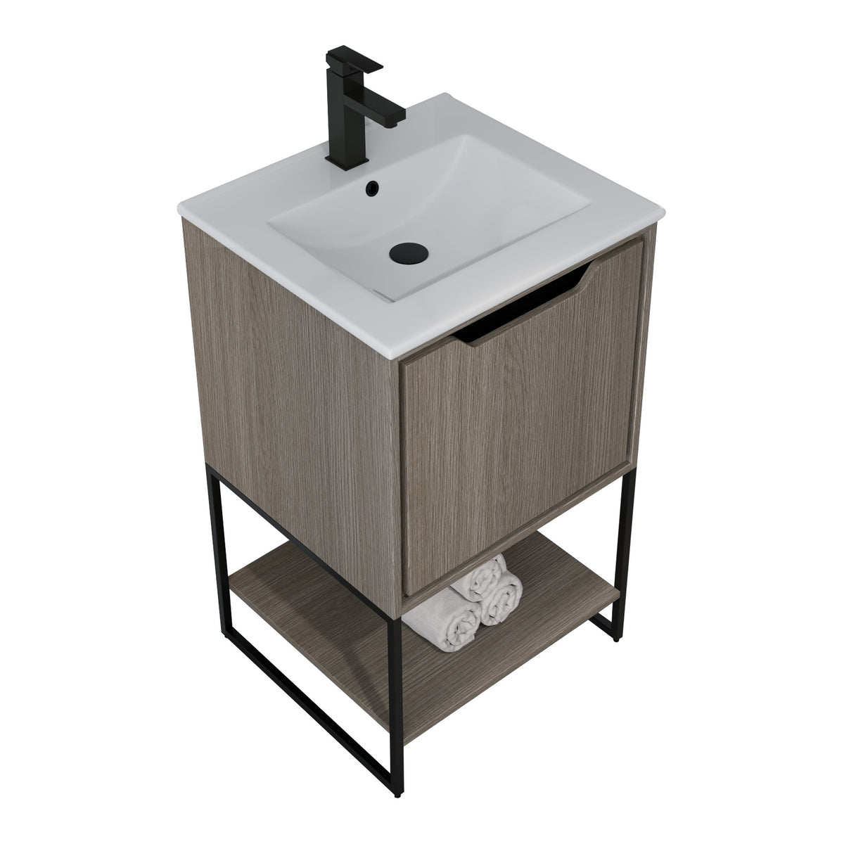 Skyline™ Bathroom Vanity 20" Grey Ashtree – top angled view, other side