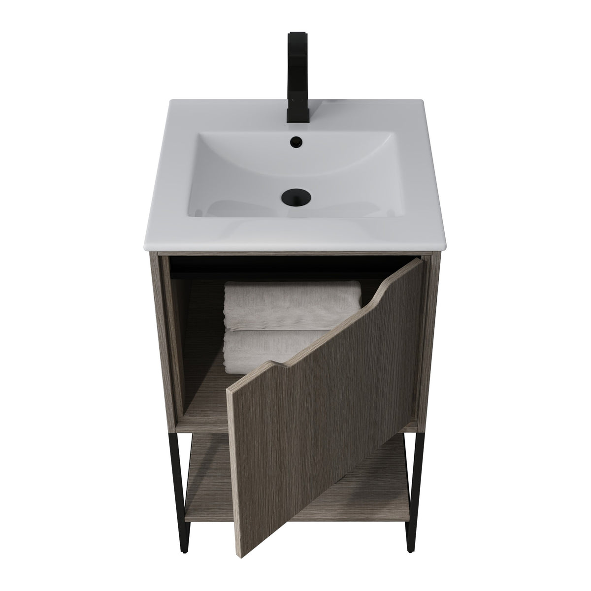Skyline™ Bathroom Vanity 20" Grey Ashtree – door open