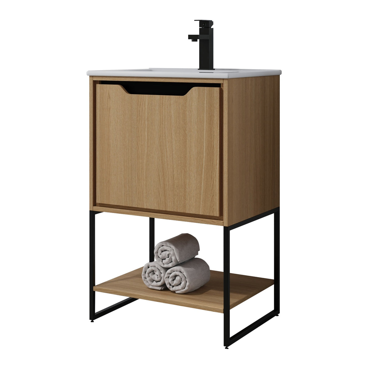 Skyline™ Bathroom Vanity 20" Natural Oak – angled view, other side