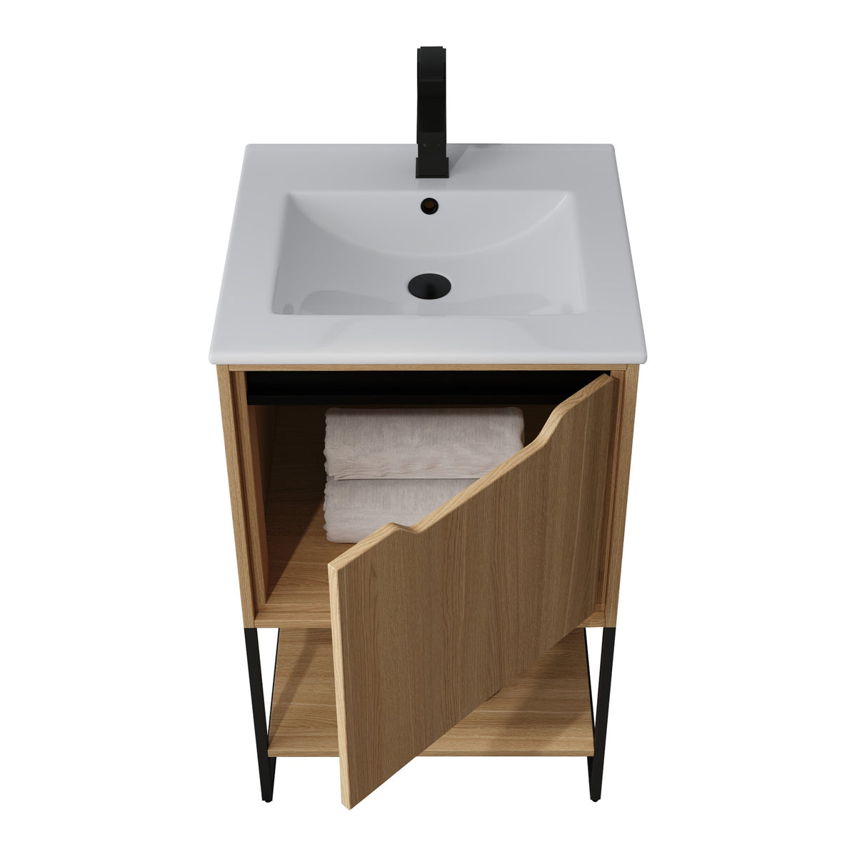Skyline™ Bathroom Vanity 20" Natural Oak – door open