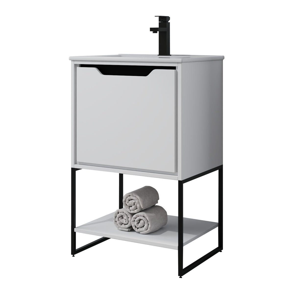 Skyline™ Bathroom Vanity 20" White – angled view, other side