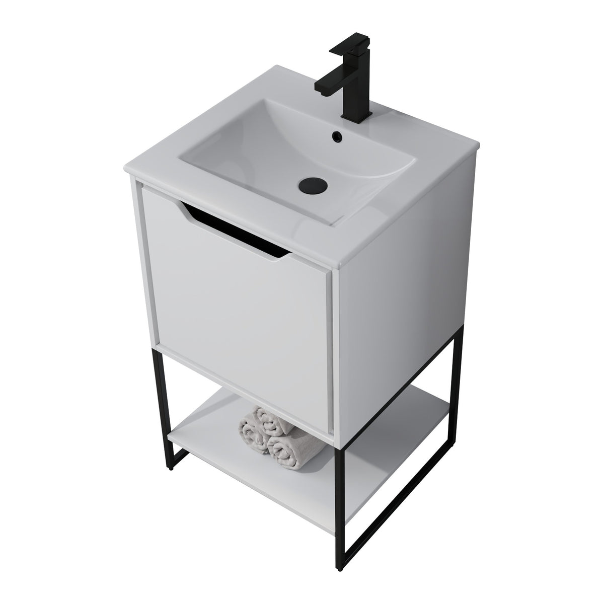 Skyline™ Bathroom Vanity 20" White – top angled view