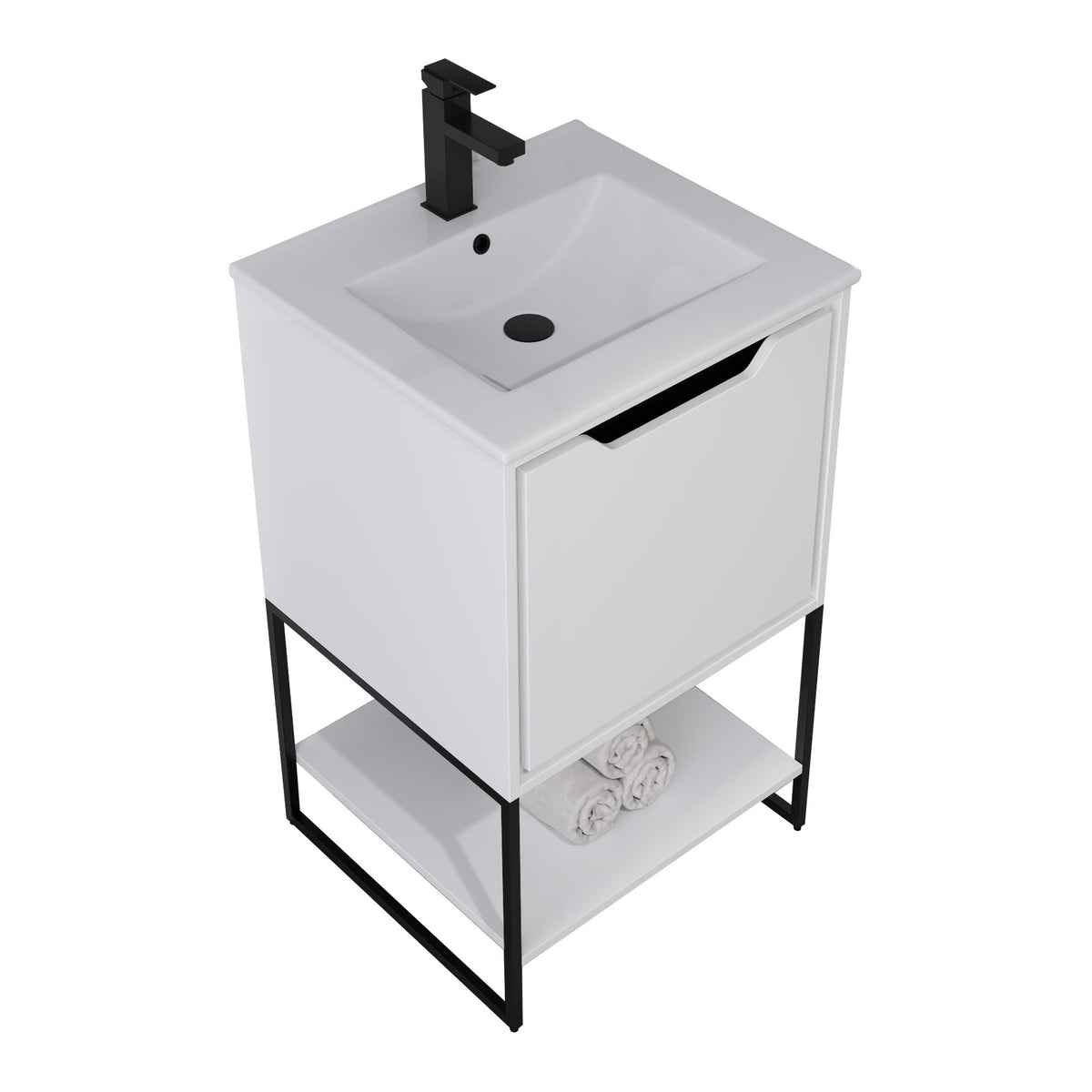 Skyline™ Bathroom Vanity 20" White – top angled view, other side