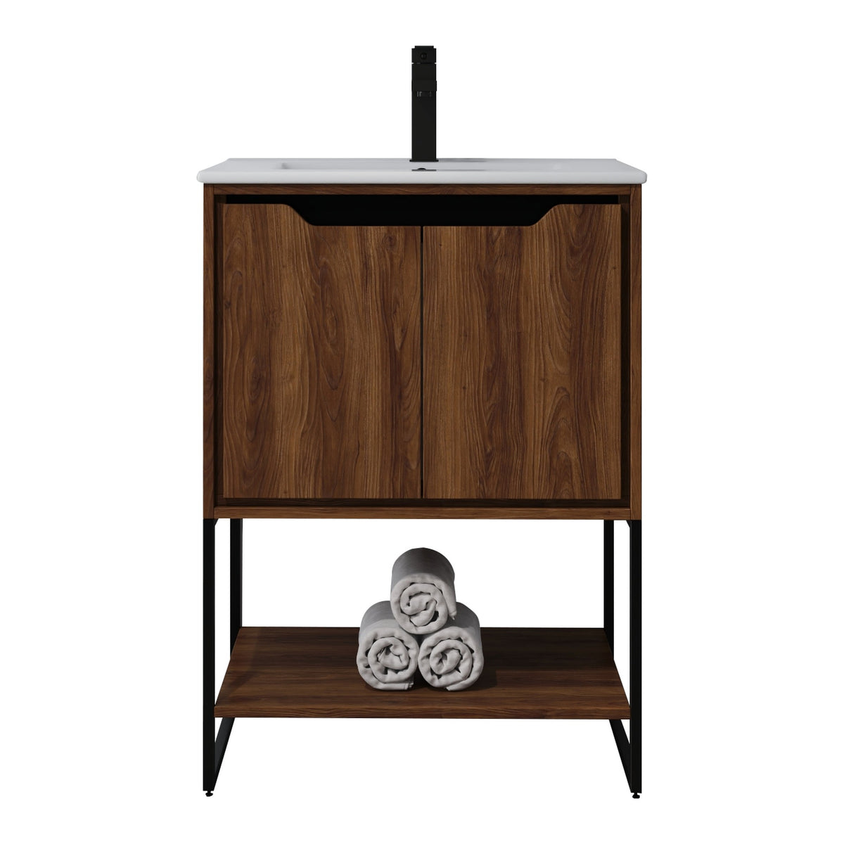 Skyline™ Bathroom Vanity 24" Brown Walnut – front