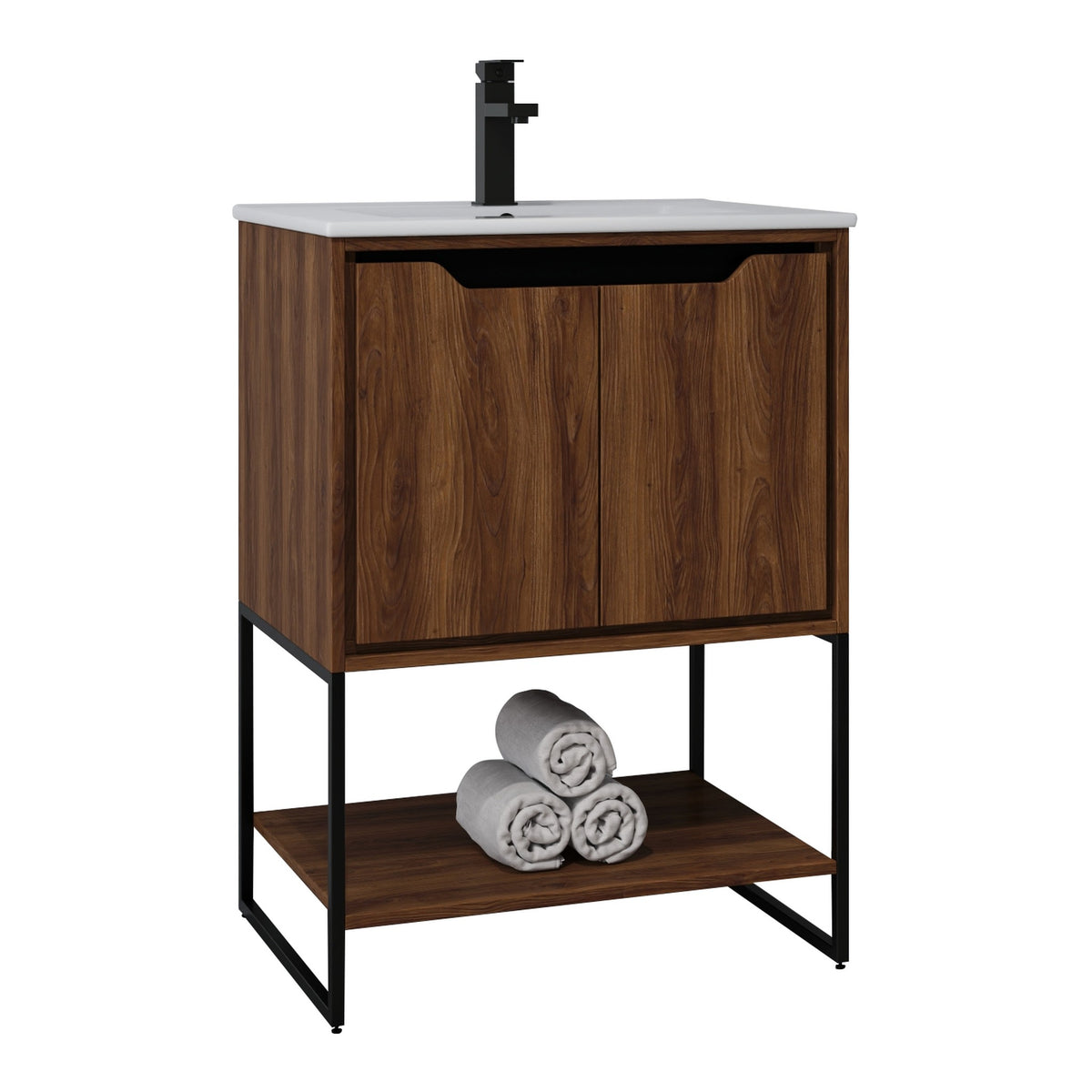 Skyline™ Bathroom Vanity 24" Brown Walnut – angled view