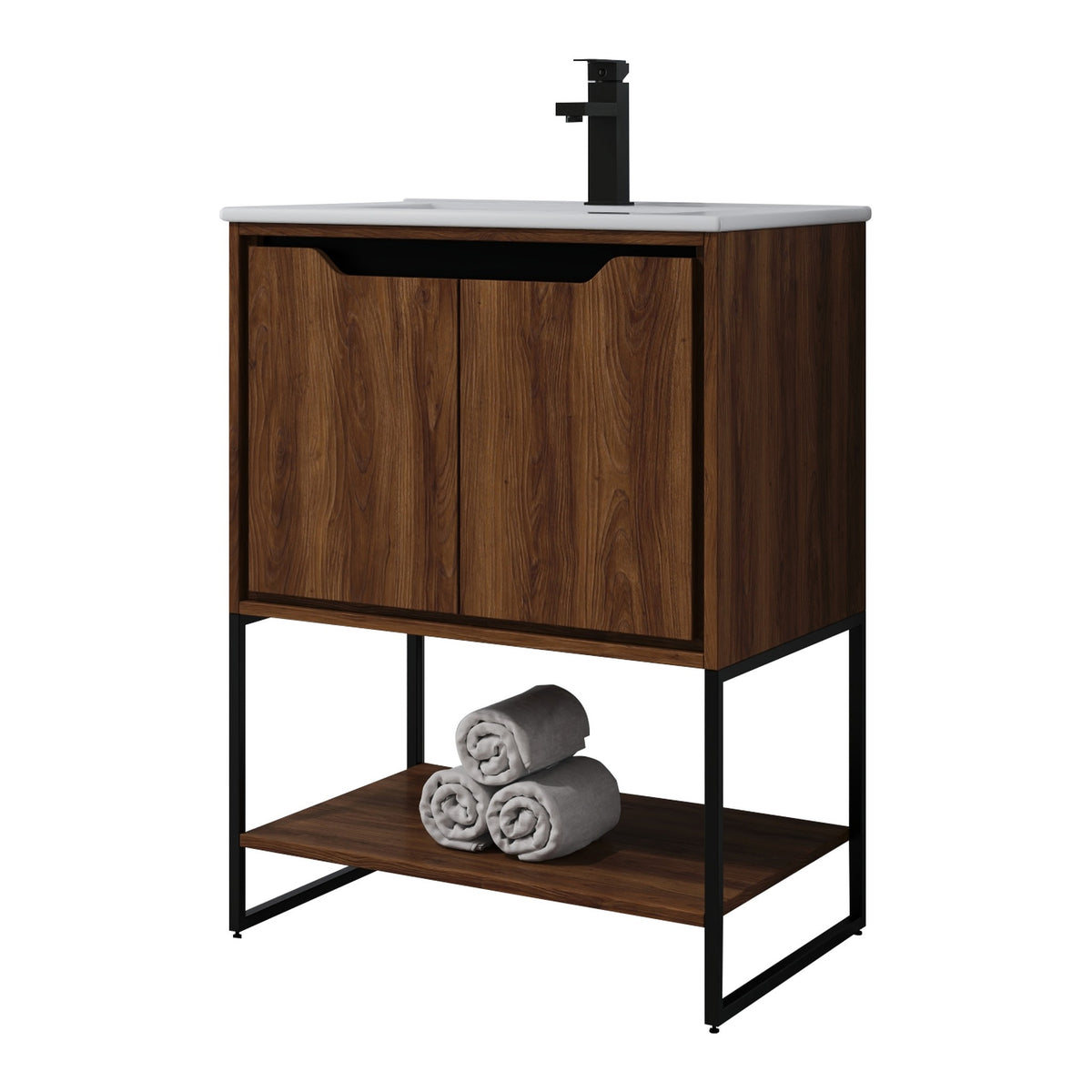 Skyline™ Bathroom Vanity 24" Brown Walnut – angled view, other side