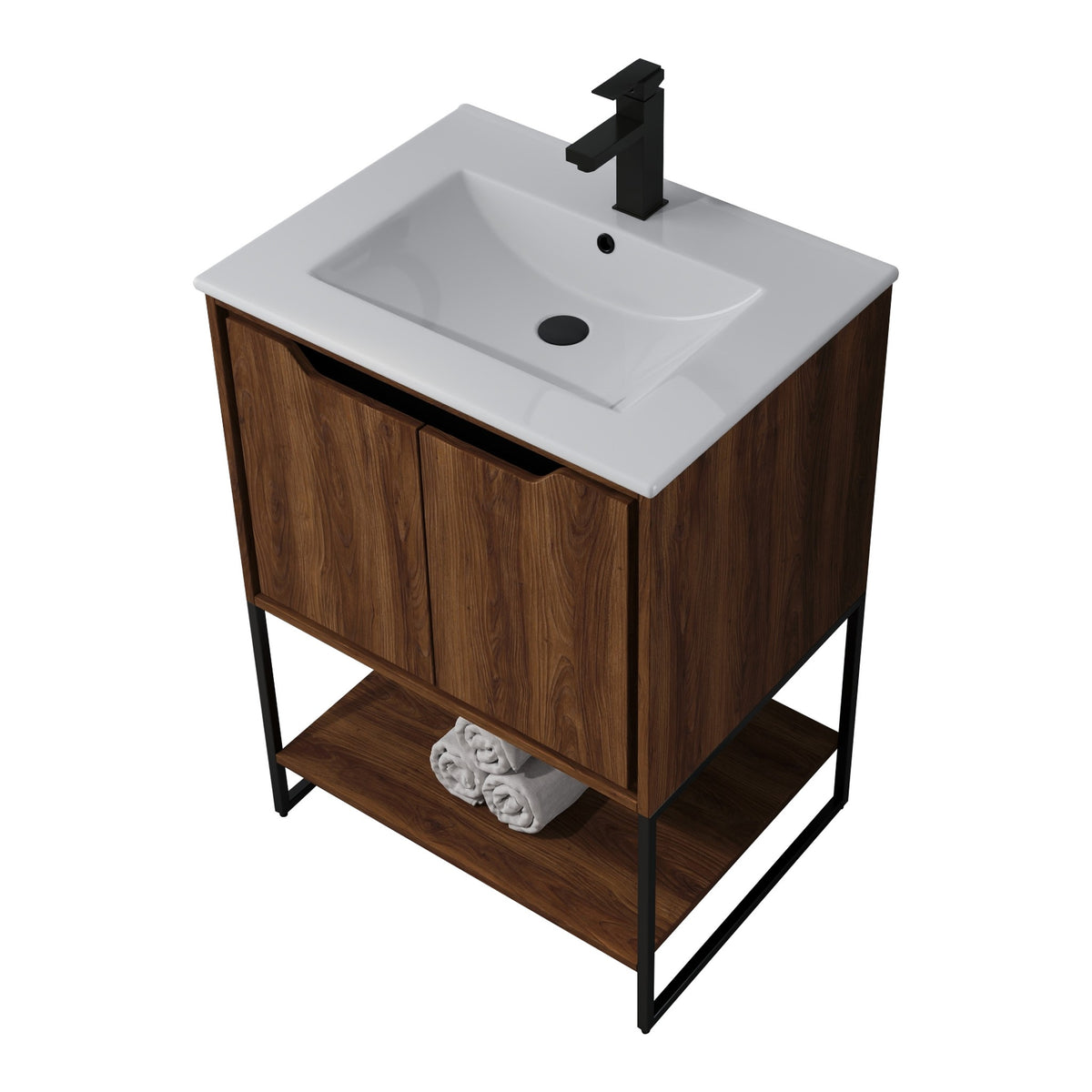 Skyline™ Bathroom Vanity 24" Brown Walnut – top angled view
