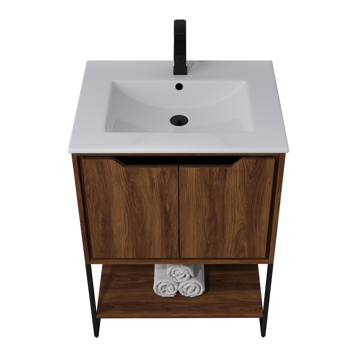 Skyline™ Bathroom Vanity 24" Brown Walnut – top front view