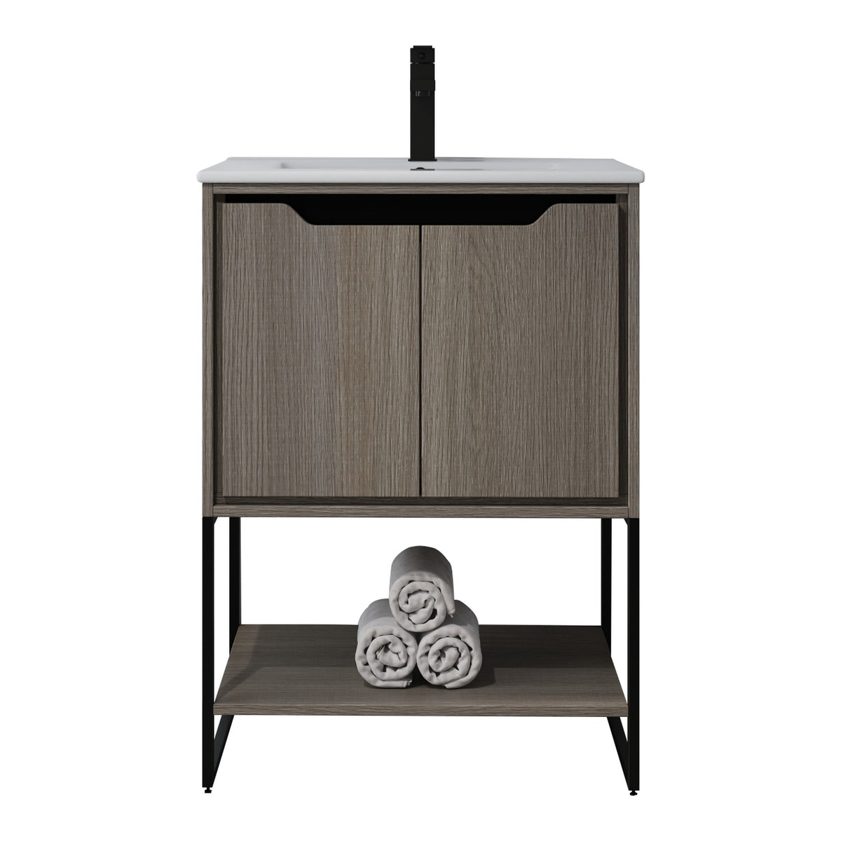 Skyline™ Bathroom Vanity 24" Grey Ashtree – front
