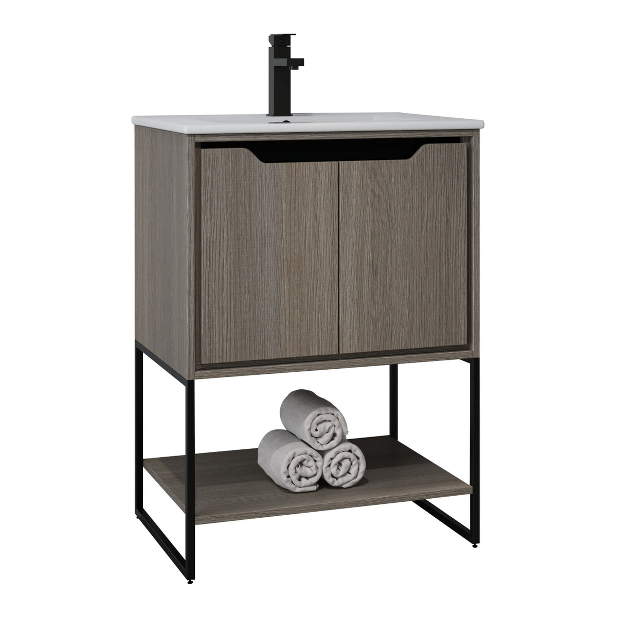 Skyline™ Bathroom Vanity 24" Grey Ashtree – angled view