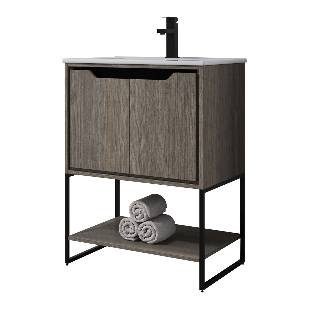 Skyline™ Bathroom Vanity 24" Grey Ashtree – angled view, other side