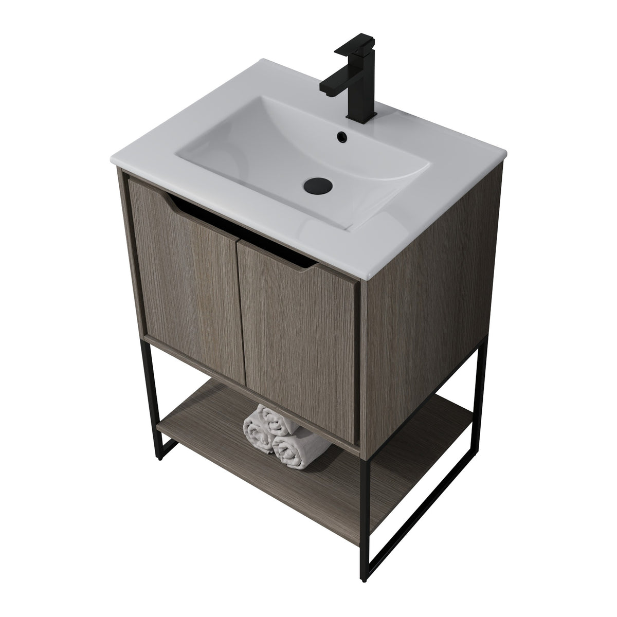 Skyline™ Bathroom Vanity 24" Grey Ashtree – top angled view
