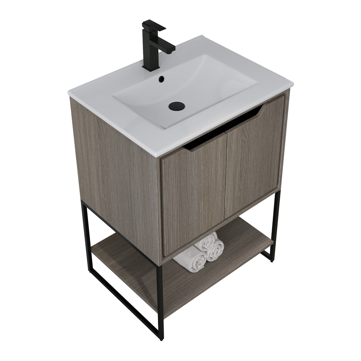Skyline™ Bathroom Vanity 24" Grey Ashtree – top angled view, other side