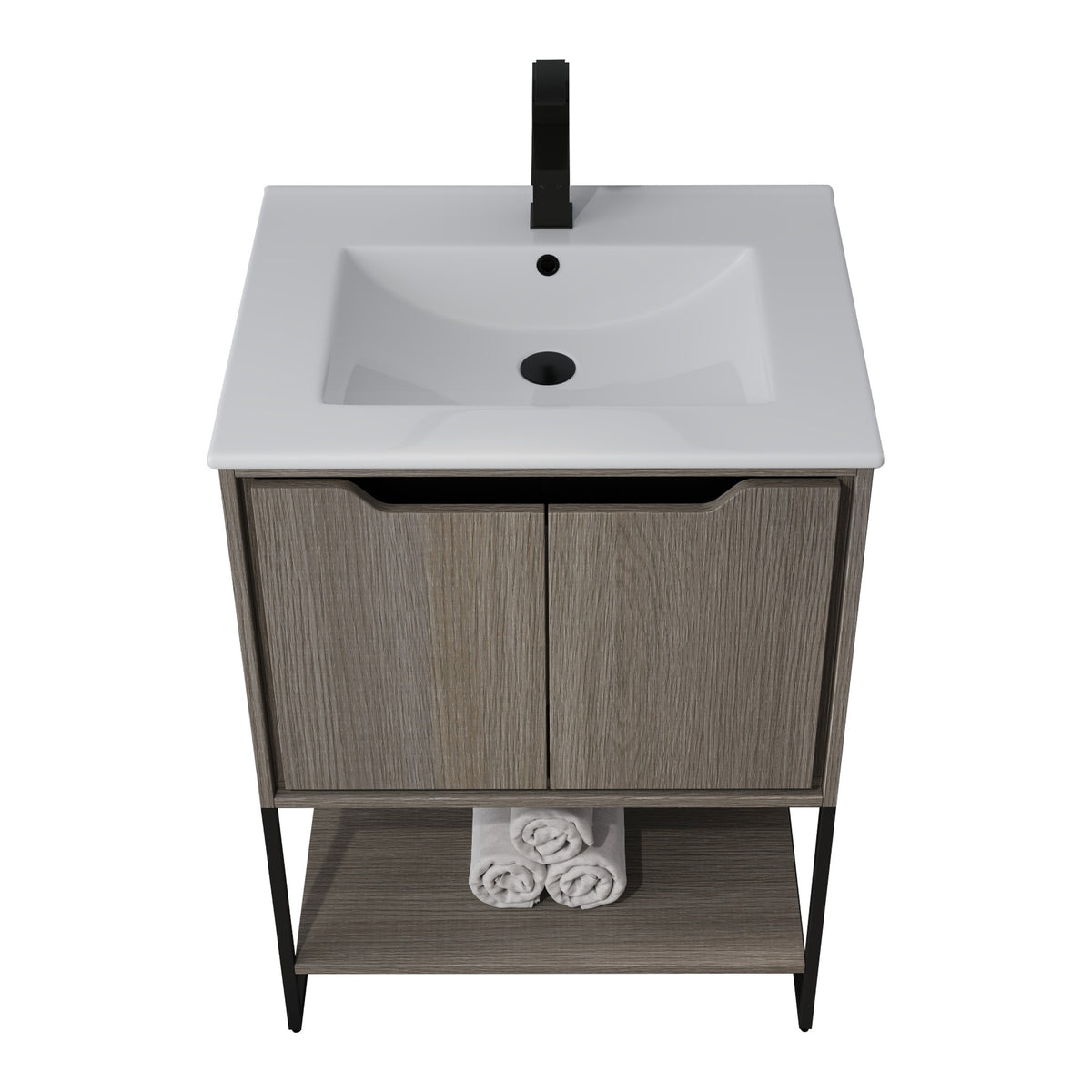 Skyline™ Bathroom Vanity 24" Grey Ashtree – top front view