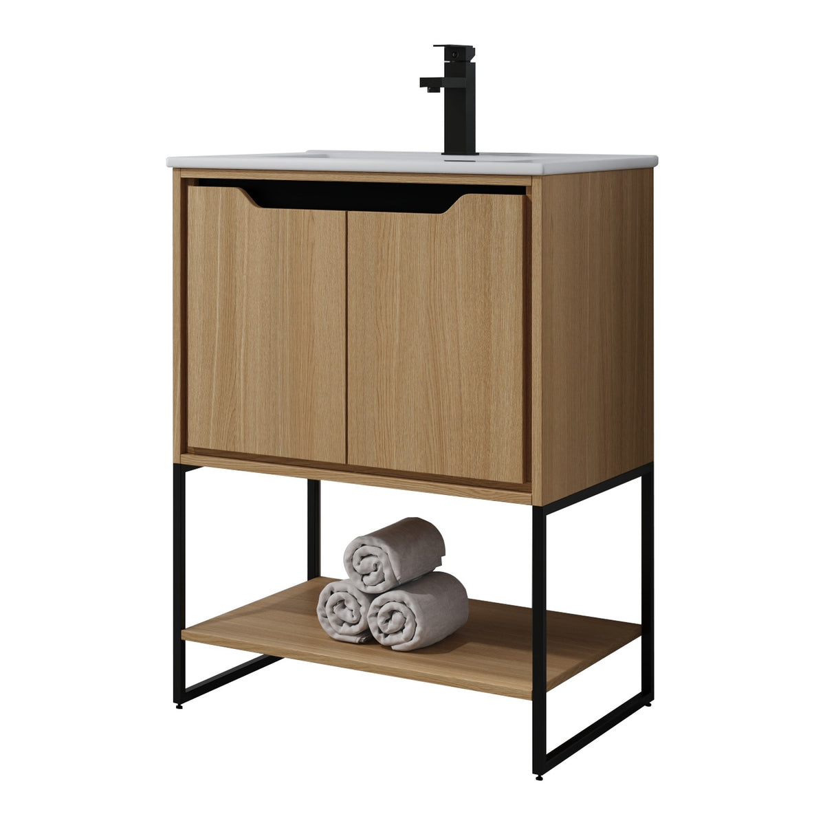 Skyline™ Bathroom Vanity 24" Natural Oak – angled view, other side
