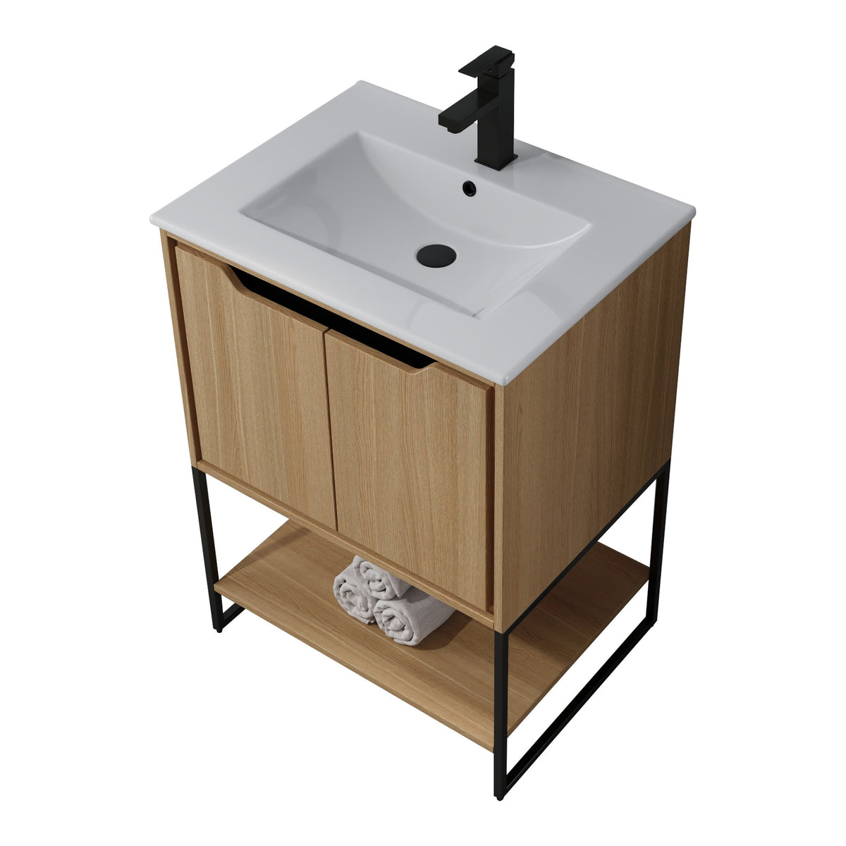 Skyline™ Bathroom Vanity 24" Natural Oak – top angled view