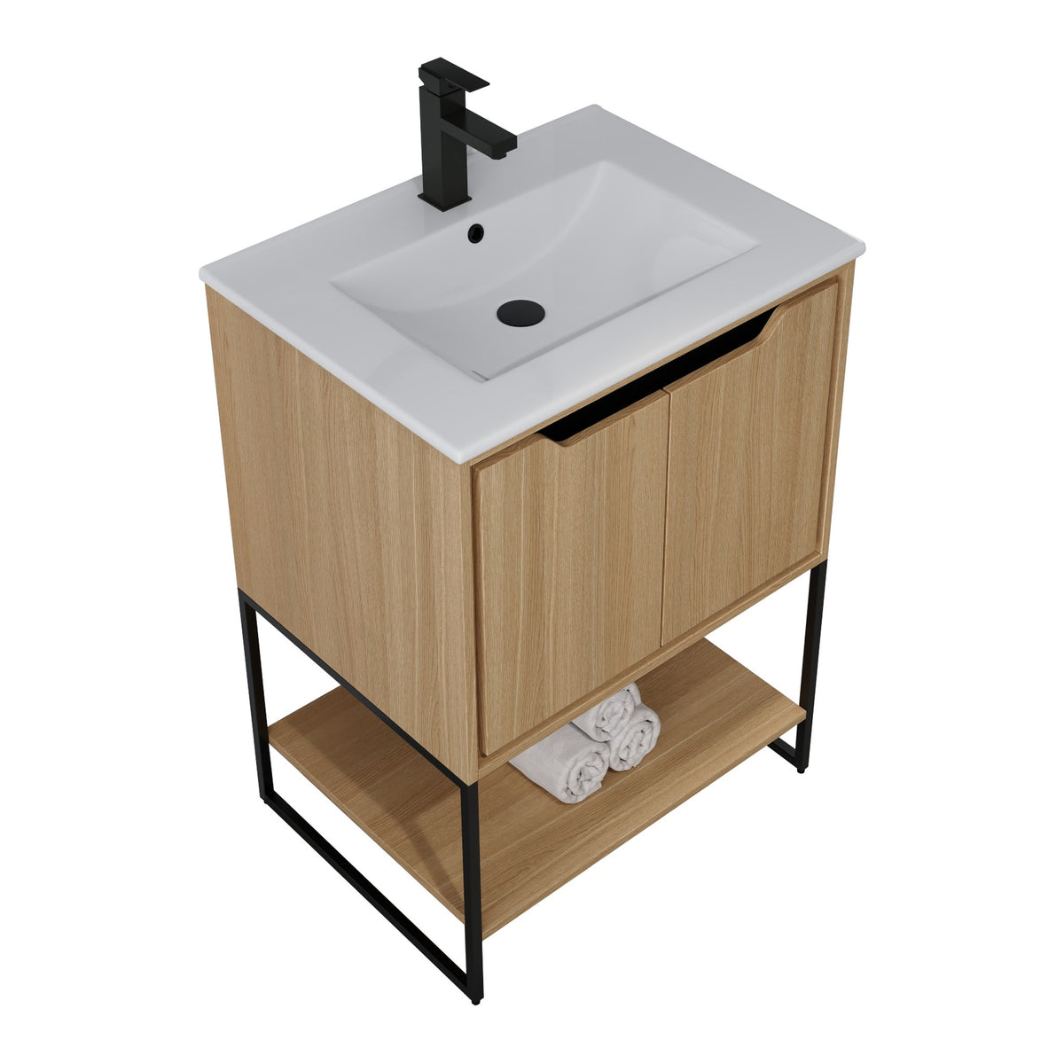 Skyline™ Bathroom Vanity 24" Natural Oak – top angled view, other side
