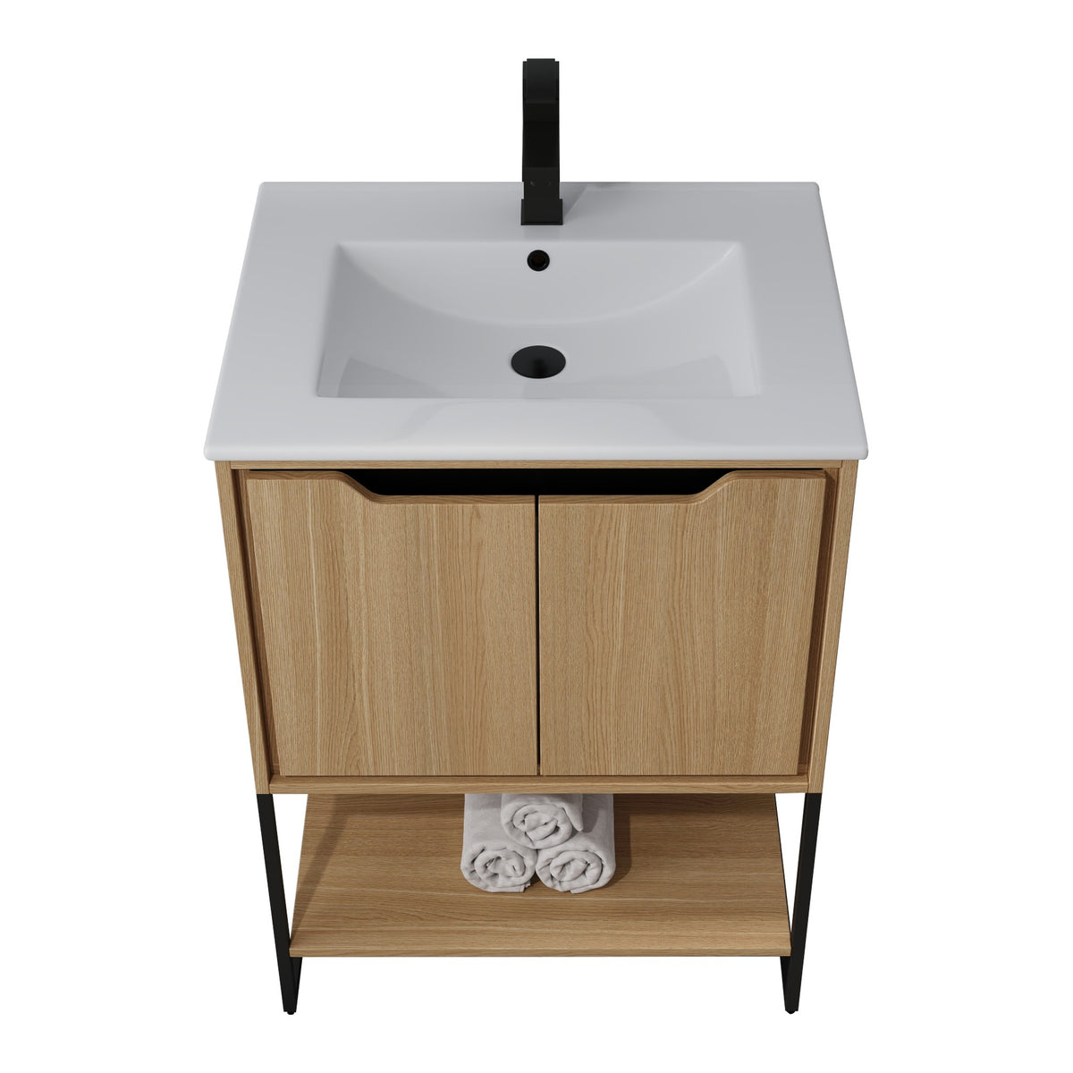 Skyline™ Bathroom Vanity 24" Natural Oak – top front view