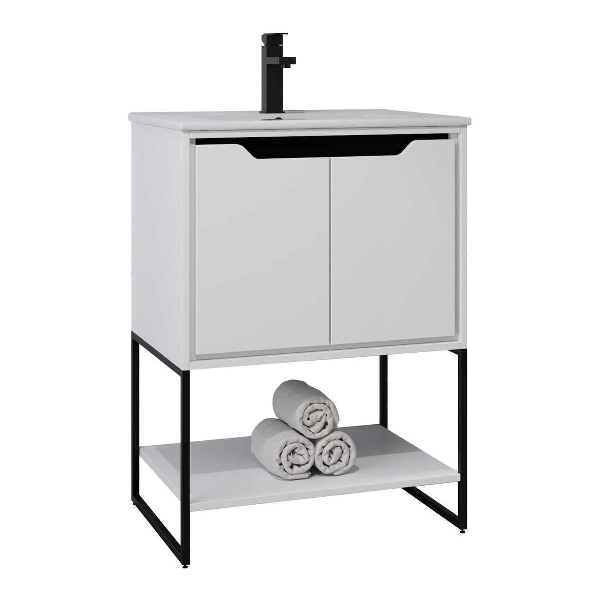 Skyline™ Bathroom Vanity 24" White – angled view