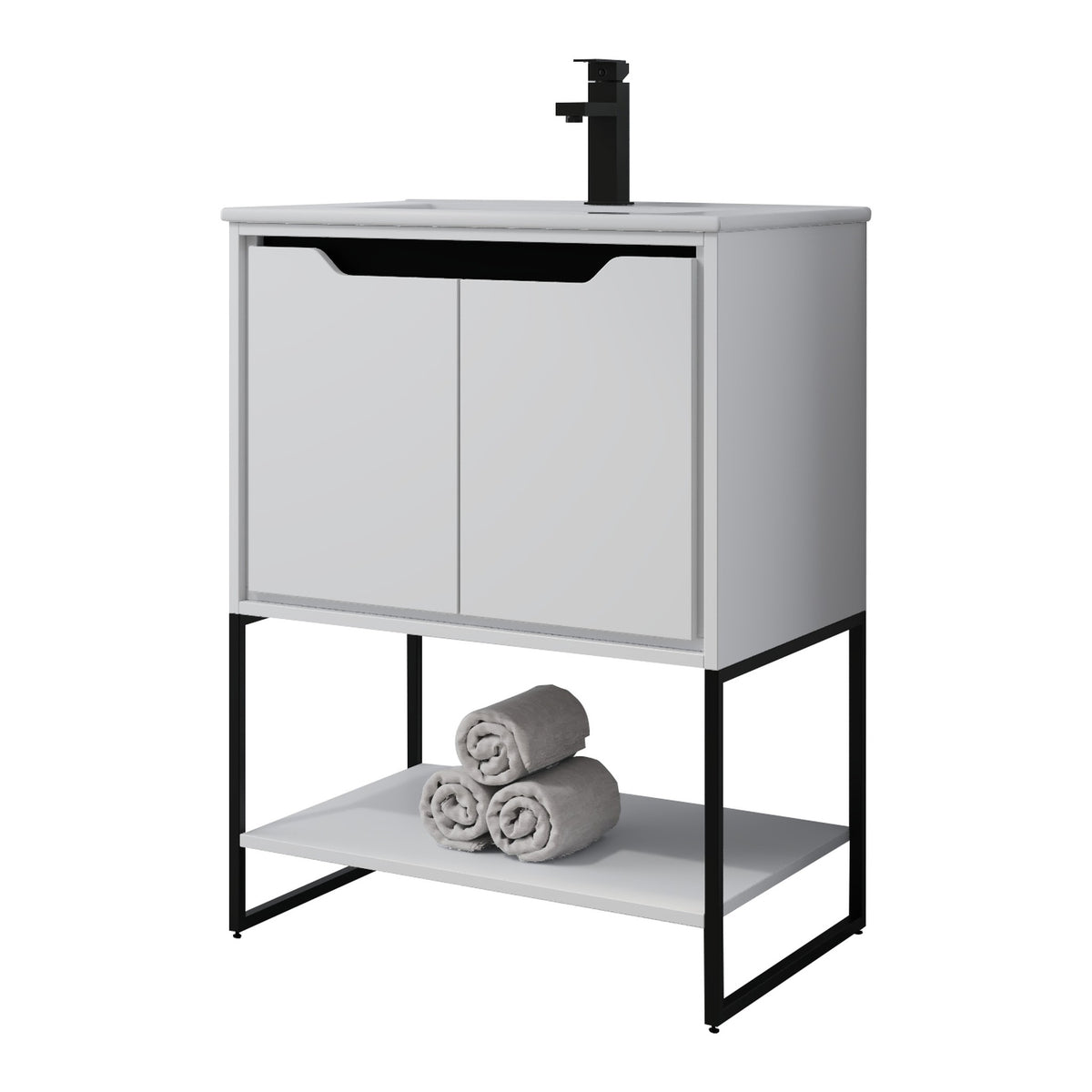 Skyline™ Bathroom Vanity 24" White – angled view, other side