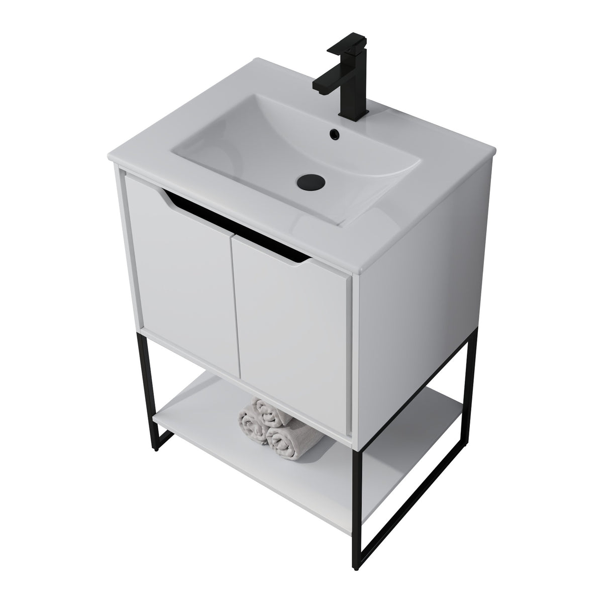 Skyline™ Bathroom Vanity 24" White – top angled view